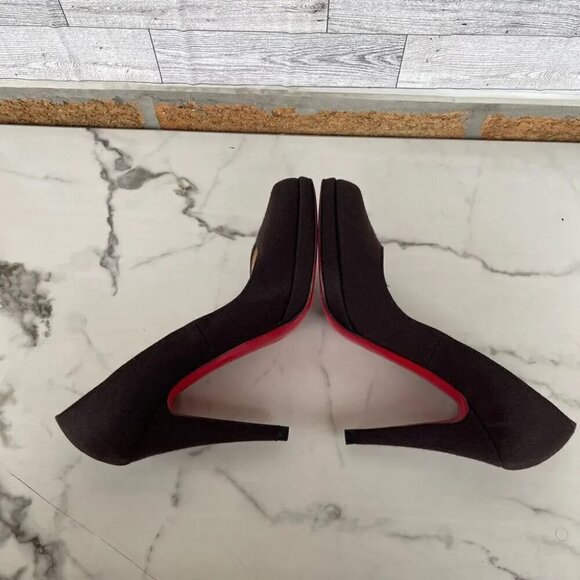 Christian Louboutin red bottom Brown Wool women’s Heels size 39 .8.5 - Picture 10 of 13